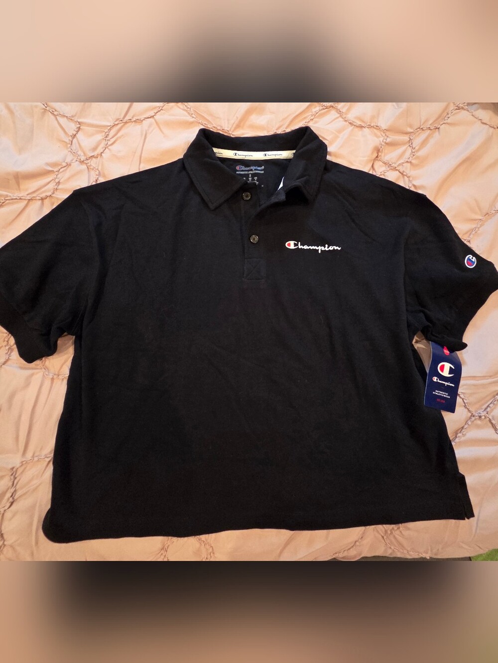 Champion Women's Cropped Black Polo Shirt